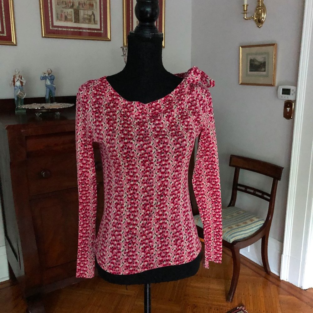 Vtg Cacharel France floral boat neck top cotton